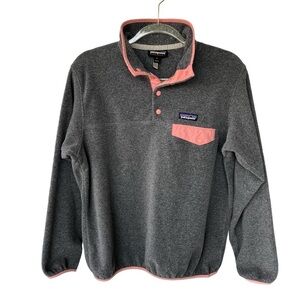 Patagonia Synchilla Snap-T Fleece Pullover Gray Pink Medium Gorpcore Hiking GUC
